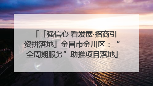 「强信心 看发展·招商引资拼落地」金昌市金川区：“全周期服务”助推项目落地
