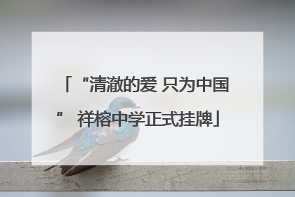 “清澈的爱 只为中国” 祥榕中学正式挂牌