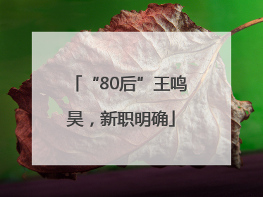 “80后”王鸣昊，新职明确