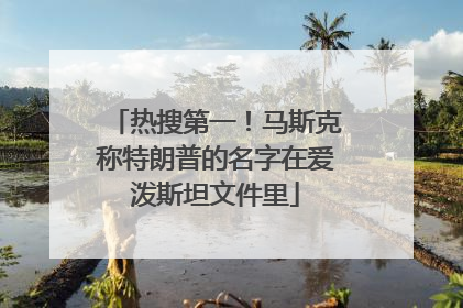 热搜第一！马斯克称特朗普的名字在爱泼斯坦文件里