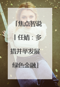 焦点智说丨任婧：多措并举发展绿色金融