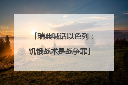 瑞典喊话以色列：饥饿战术是战争罪