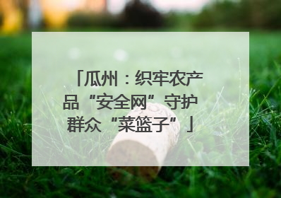 瓜州：织牢农产品“安全网”守护群众“菜篮子”