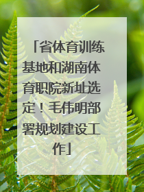 省体育训练基地和湖南体育职院新址选定！毛伟明部署规划建设工作