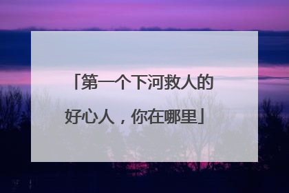 第一个下河救人的好心人，你在哪里
