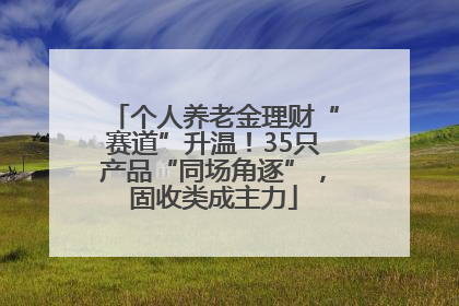 个人养老金理财“赛道”升温！35只产品“同场角逐”，固收类成主力