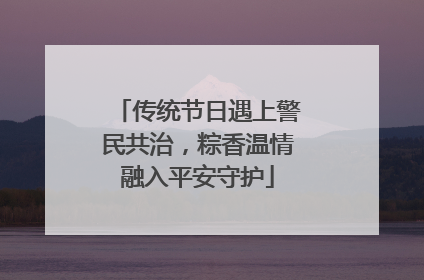 传统节日遇上警民共治，粽香温情融入平安守护