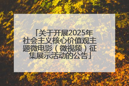 关于开展2025年社会主义核心价值观主题微电影（微视频）征集展示活动的公告