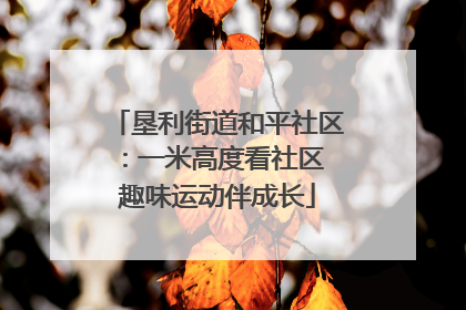垦利街道和平社区：一米高度看社区 趣味运动伴成长