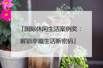 国际休闲生活案例奖：解锁幸福生活新密码