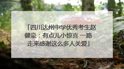 四川达州中学优秀考生赵健豪：有点儿小惊喜 一路走来感谢这么多人关爱