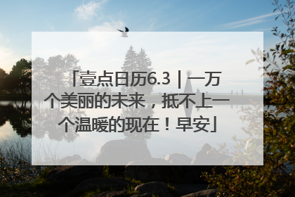 壹点日历6.3｜一万个美丽的未来，抵不上一个温暖的现在！早安