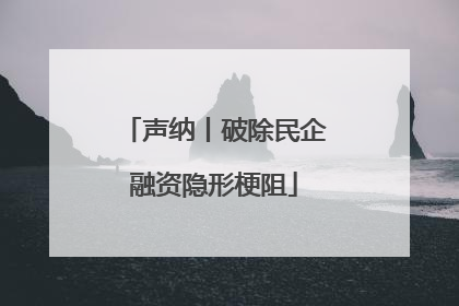 声纳丨破除民企融资隐形梗阻