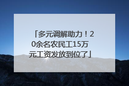 多元调解助力！20余名农民工15万元工资发放到位了