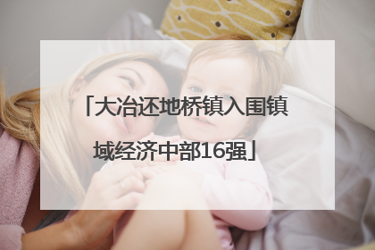 大冶还地桥镇入围镇域经济中部16强