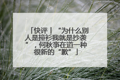 快评丨“为什么别人是撞衫我就是抄袭”，何秋亊在道一种很新的“歉”