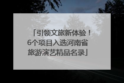 引领文旅新体验！6个项目入选河南省旅游演艺精品名录