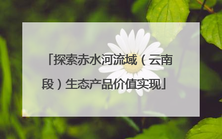 探索赤水河流域（云南段）生态产品价值实现