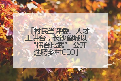 村民当评委、人才上讲台，长沙望城以“擂台比武” 公开选聘乡村CEO