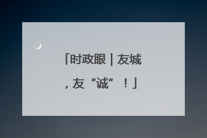 时政眼｜友城，友“诚”！