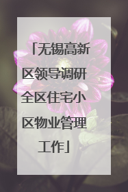 无锡高新区领导调研全区住宅小区物业管理工作