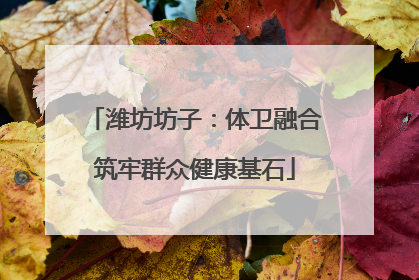 潍坊坊子：体卫融合筑牢群众健康基石