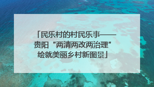 民乐村的村民乐事——贵阳“两清两改两治理”绘就美丽乡村新图景
