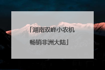 湖南双峰小农机畅销非洲大陆