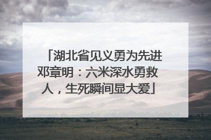 湖北省见义勇为先进邓章明：六米深水勇救人，生死瞬间显大爱
