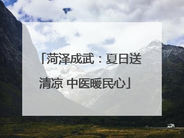 菏泽成武：夏日送清凉 中医暖民心