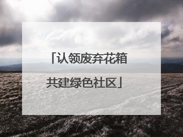 认领废弃花箱 共建绿色社区