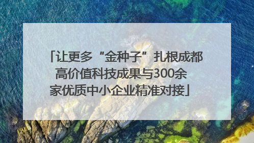 让更多“金种子”扎根成都 高价值科技成果与300余家优质中小企业精准对接