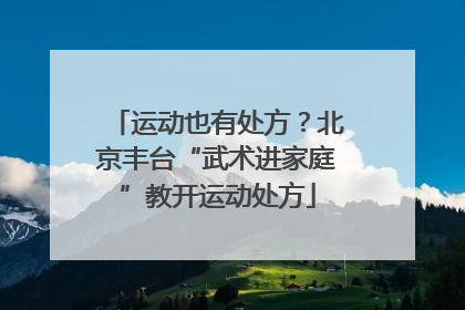 运动也有处方？北京丰台“武术进家庭”教开运动处方