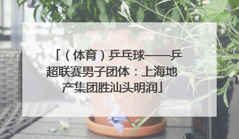 （体育）乒乓球——乒超联赛男子团体：上海地产集团胜汕头明润