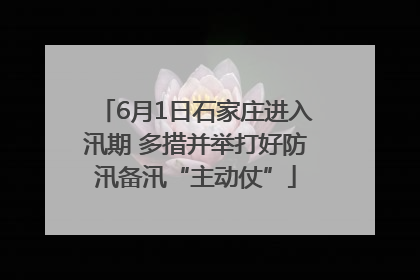 6月1日石家庄进入汛期 多措并举打好防汛备汛“主动仗”